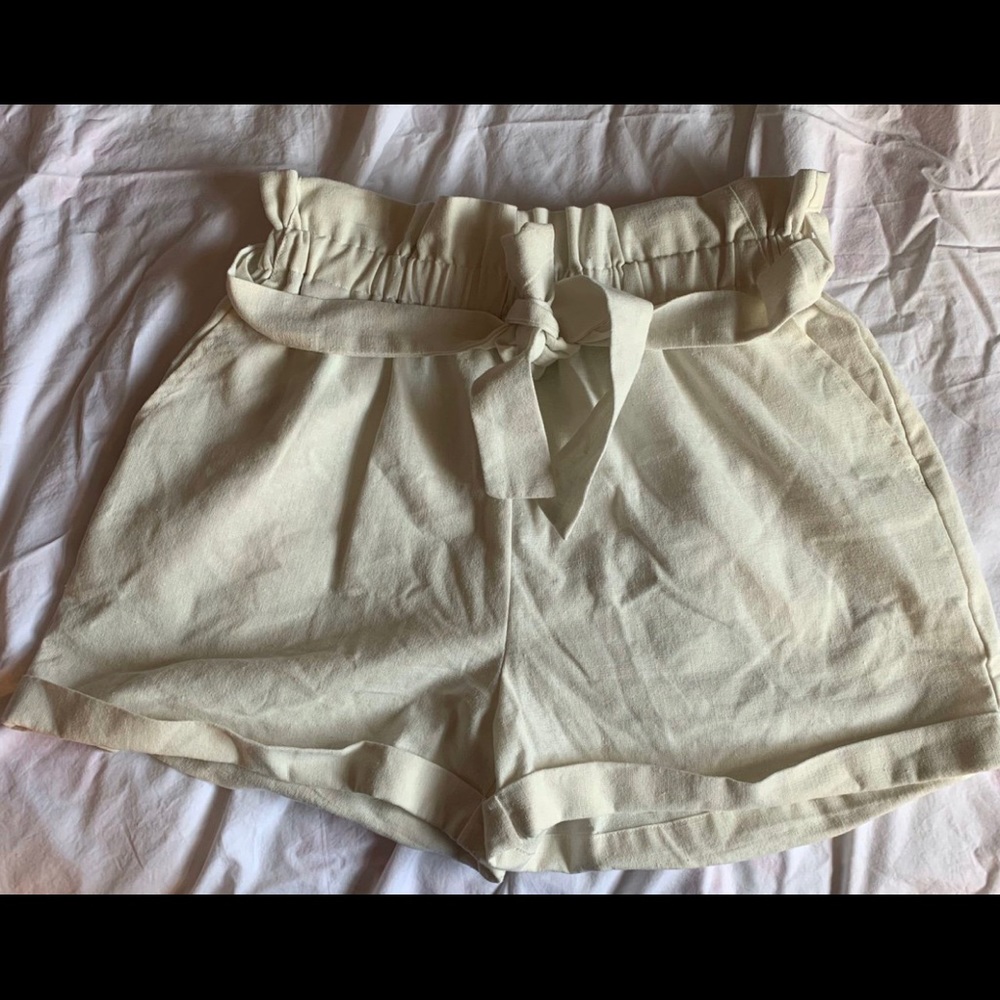 Cream colored, shorts